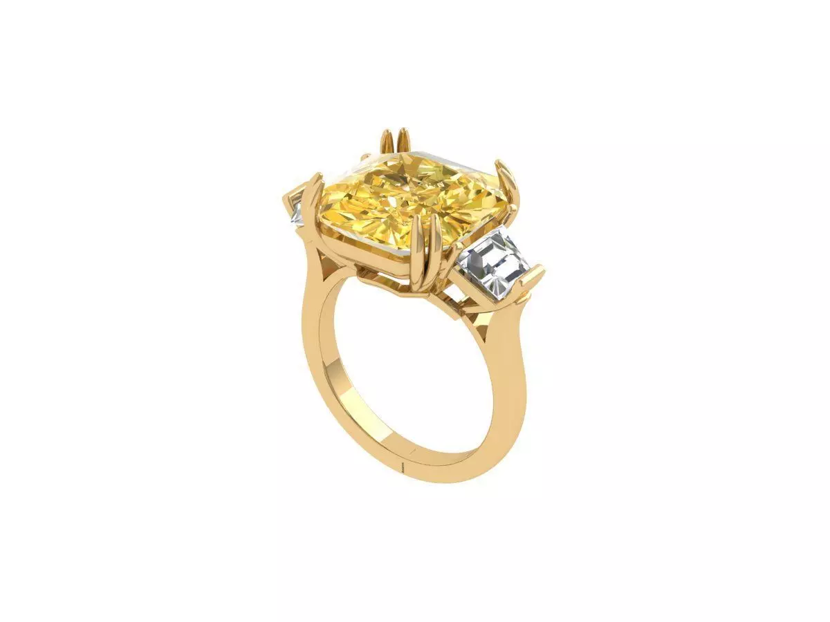 Radiant 3 Stone Ring 3D print model