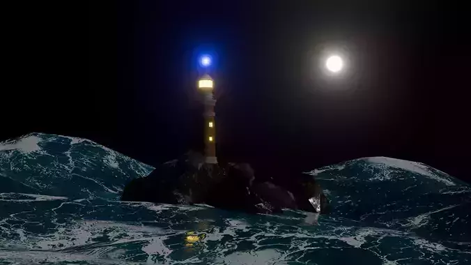 Low Poly Light Tower 3d Model