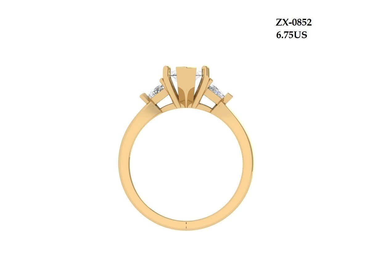 Marquise 3-Stone Ring 3D print model_2