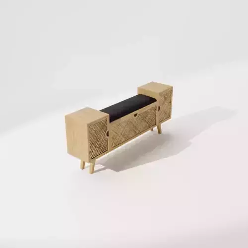 Caned Storage Unit with Cushion