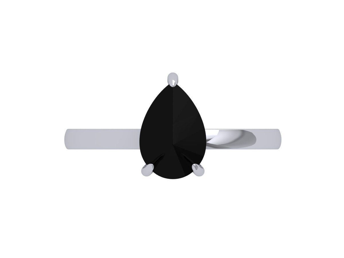 Pear Solitaire Ring 3D print model_3