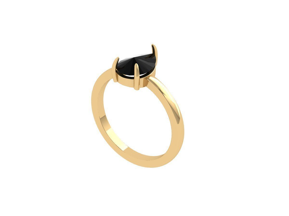 Pear Solitaire Ring 3D print model_1