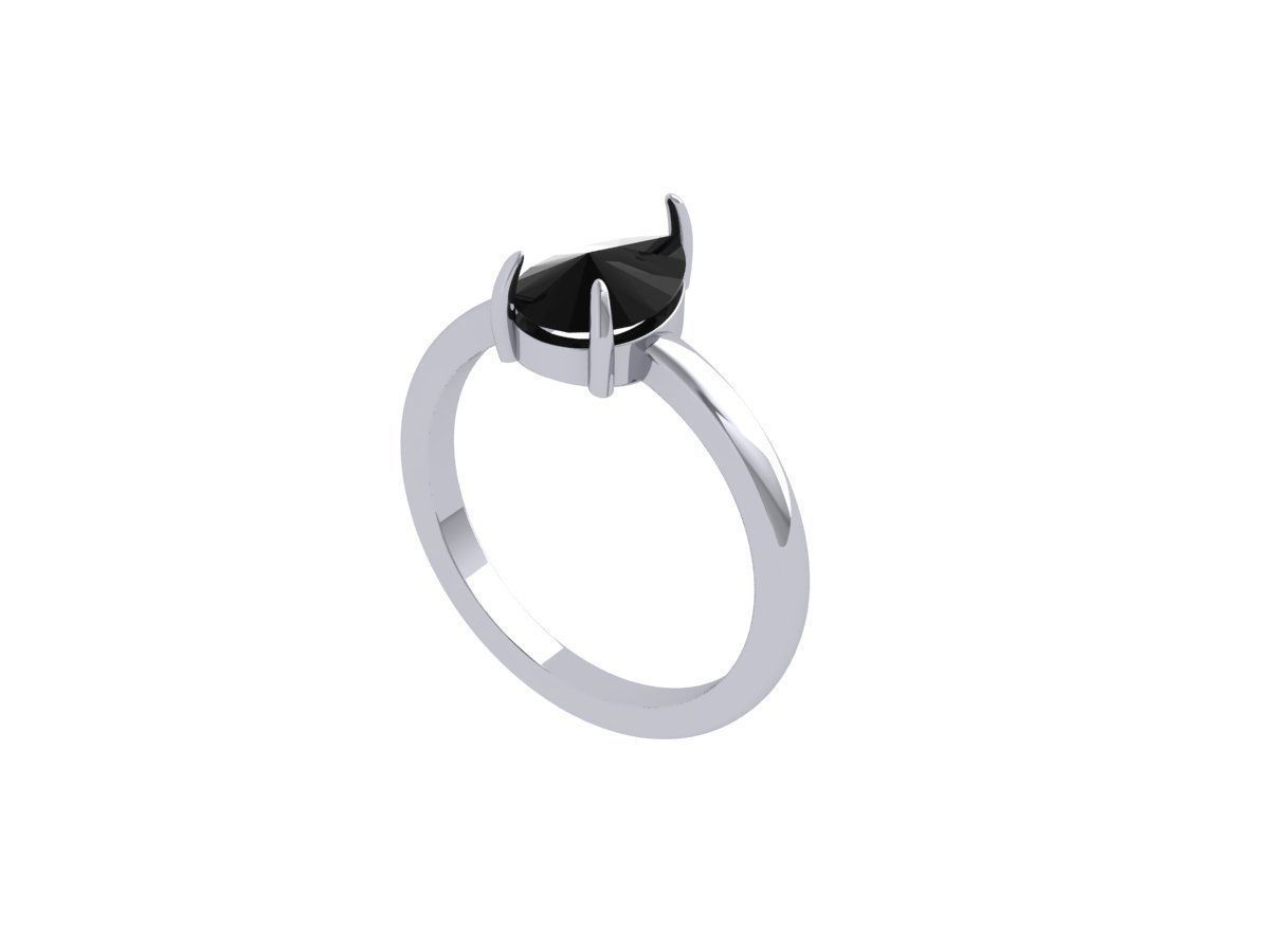 Pear Solitaire Ring 3D print model_2
