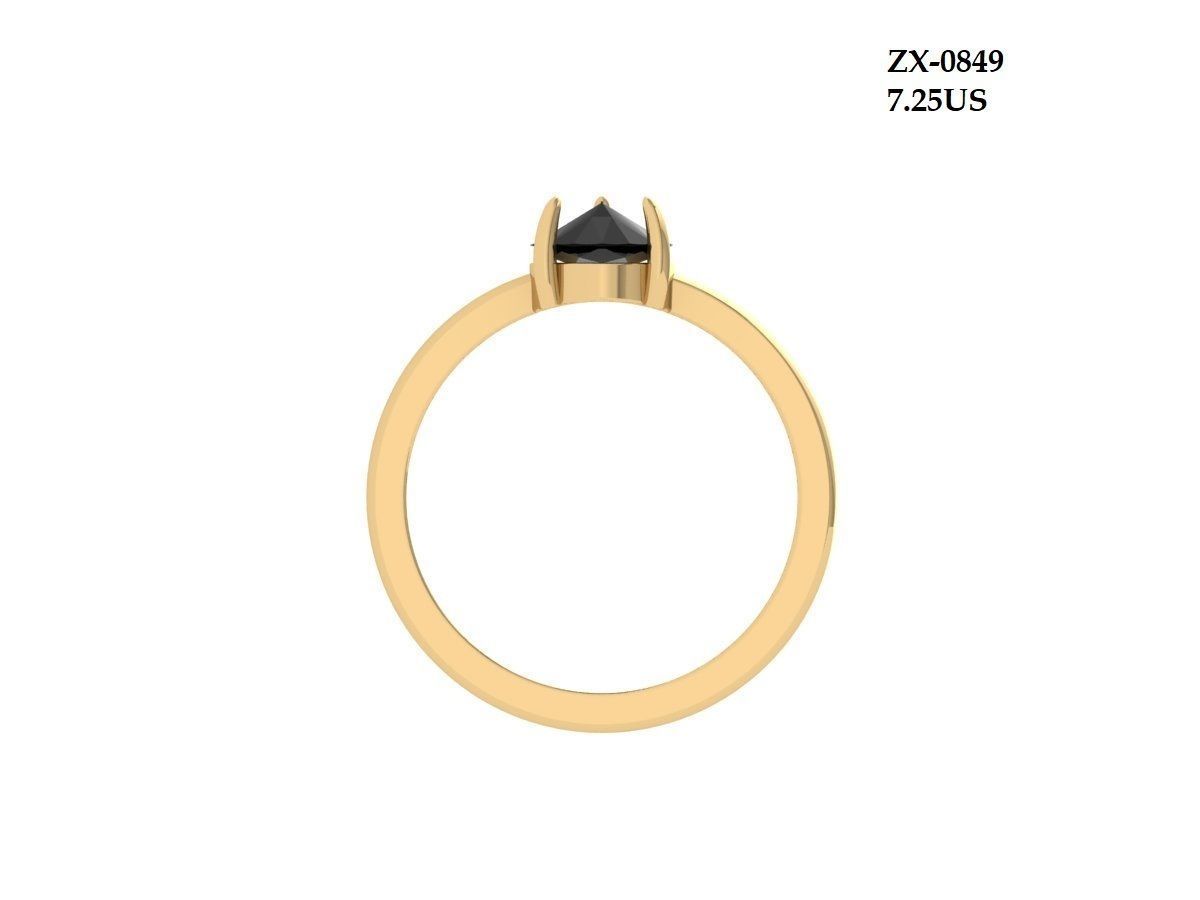 Pear Solitaire Ring 3D print model_4