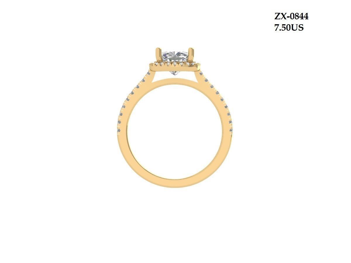 Cushion Solitaire Ring 3D print model_2