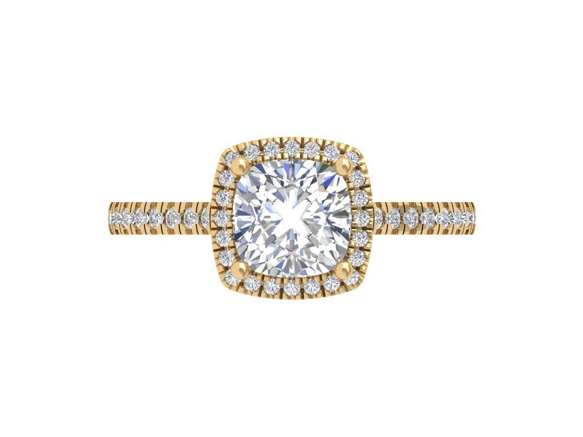 Cushion Solitaire Ring 3D print model_1
