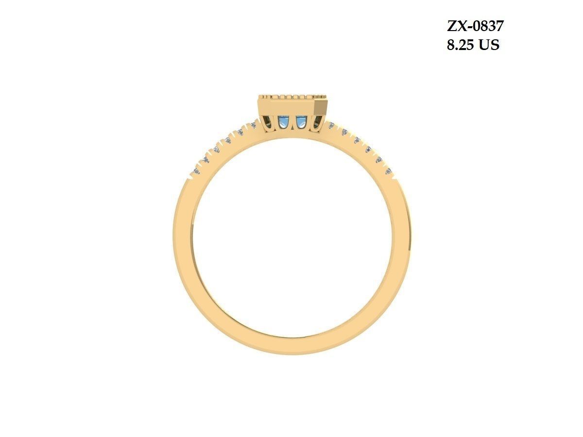 Emerald Solitaire Ring 3D print model_2