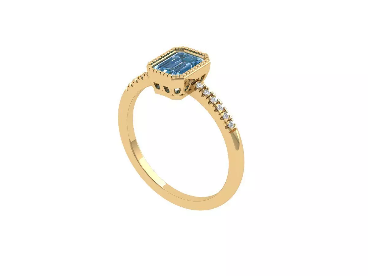 Emerald Solitaire Ring 3D print model_0