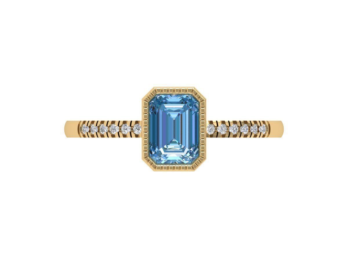 Emerald Solitaire Ring 3D print model_1