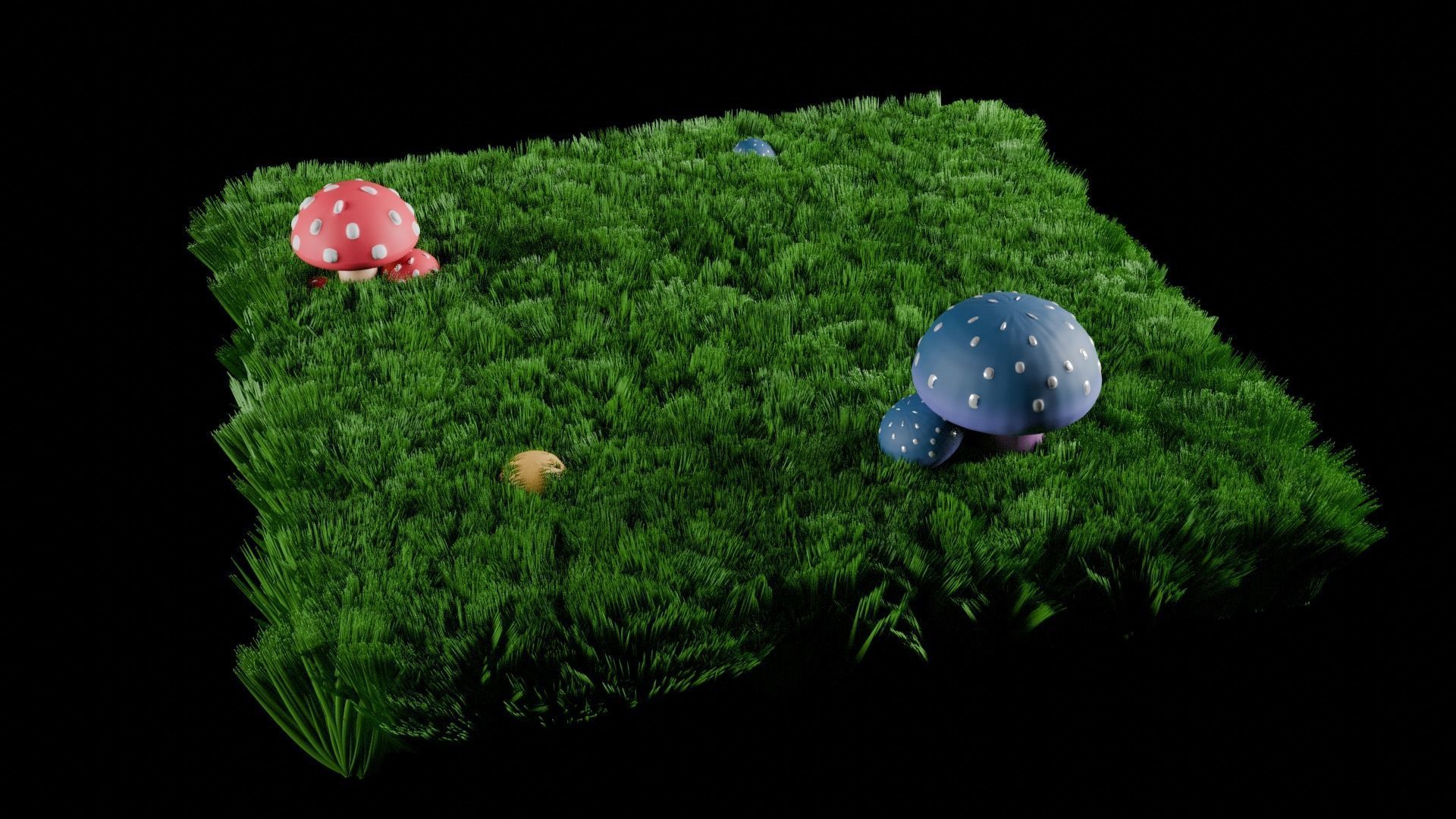 A set of grass for game locations Low-poly 3D model_9