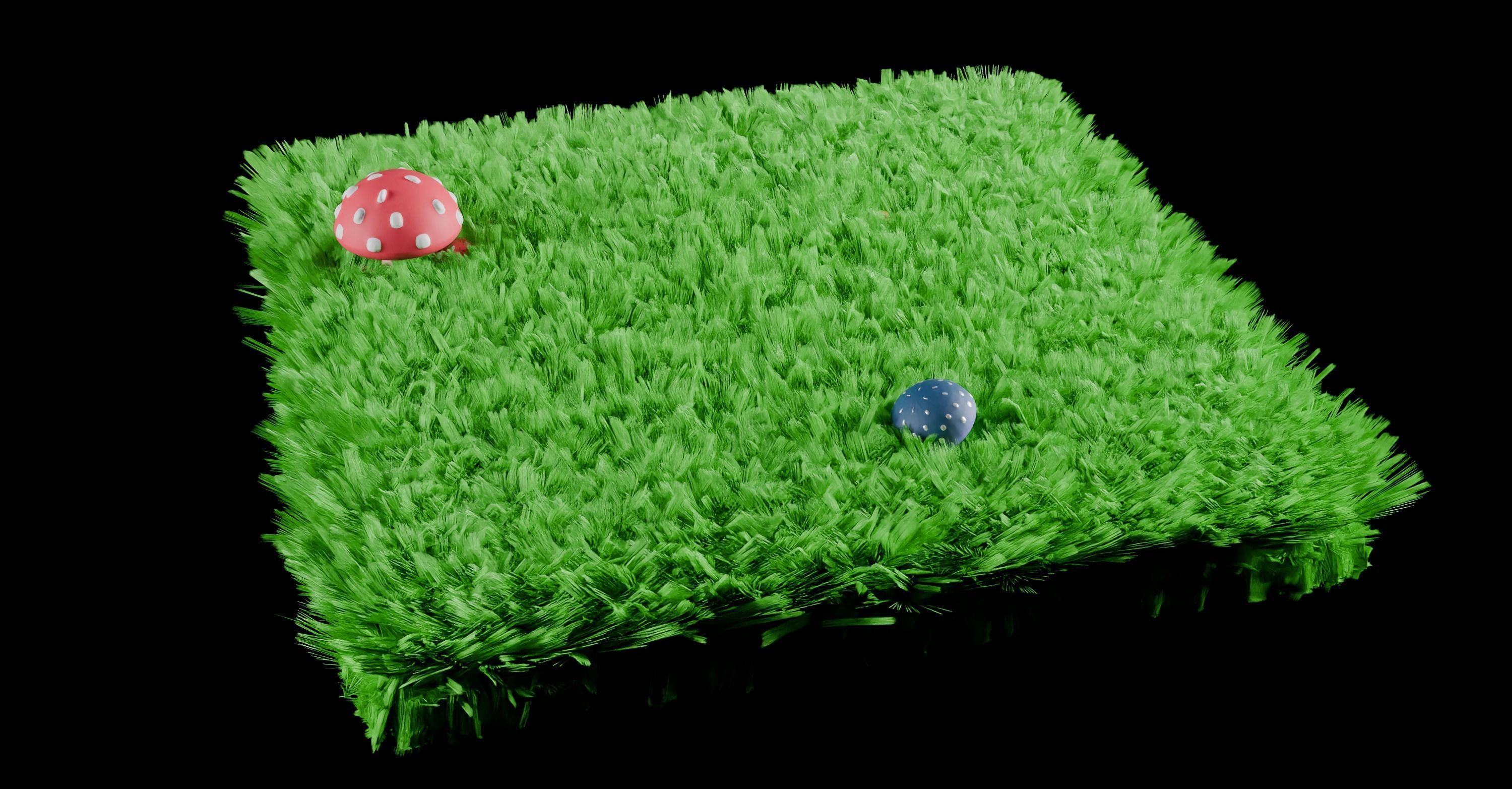 A set of grass for game locations Low-poly 3D model_14