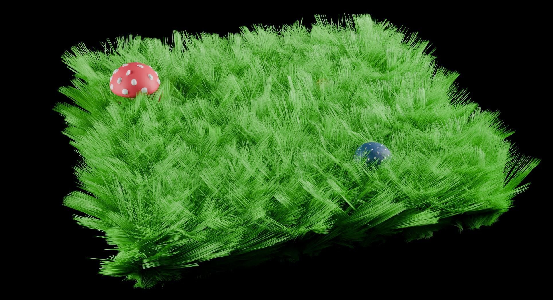 A set of grass for game locations Low-poly 3D model_11
