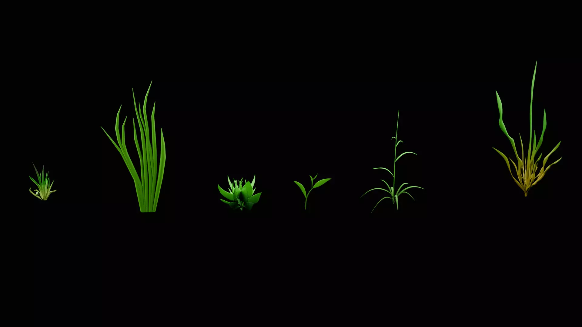 A set of grass for game locations Low-poly 3D model_0