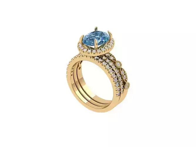  Oval Art Deco Bridal Set