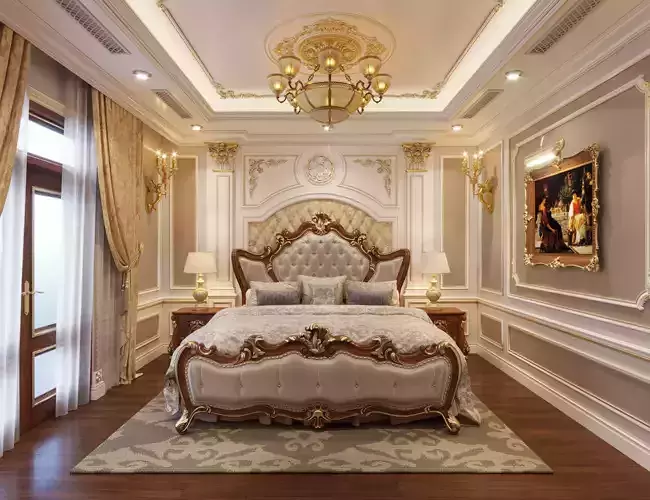 Classic Bedroom Interior Scene 3D model