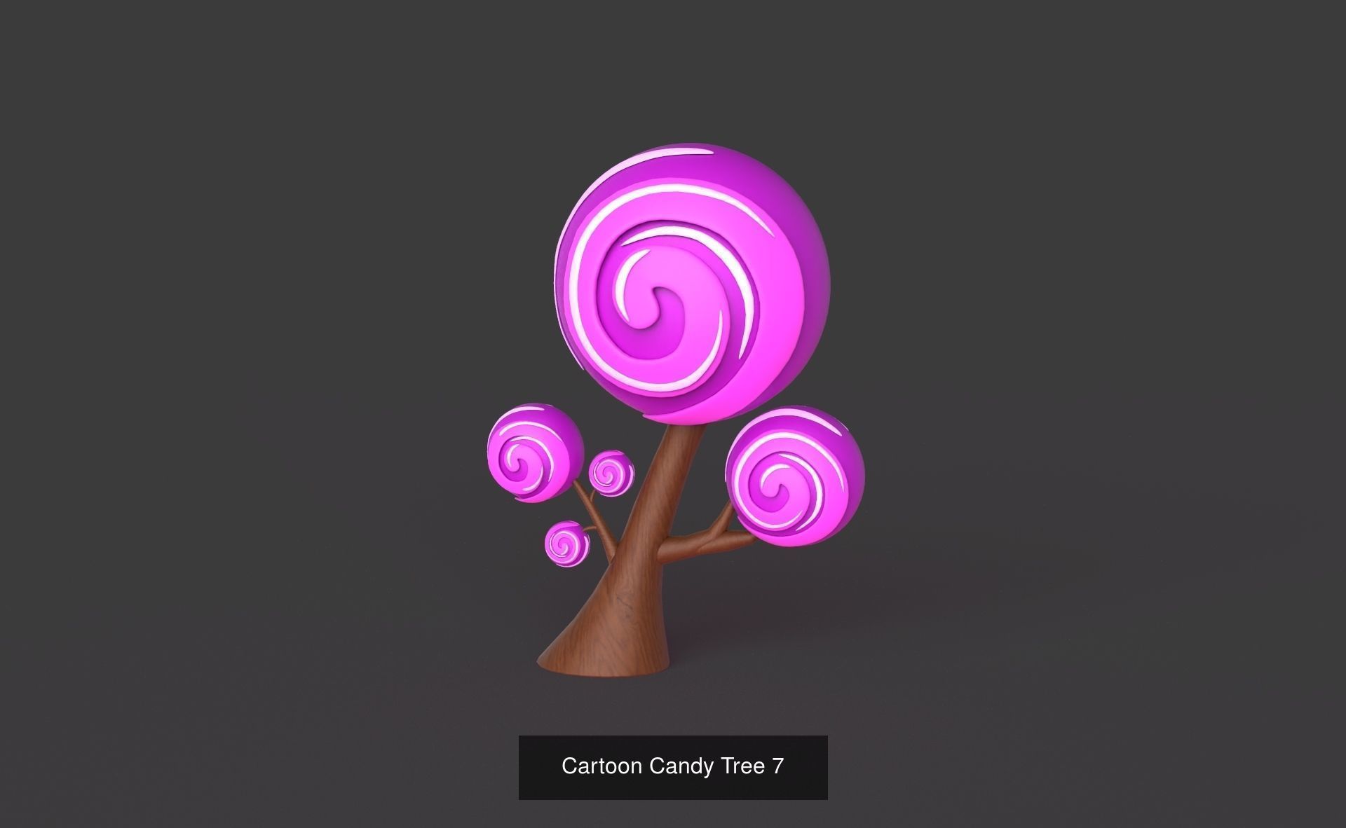 Cartoon Candy Tree Pack 01 3D Model Collection_8