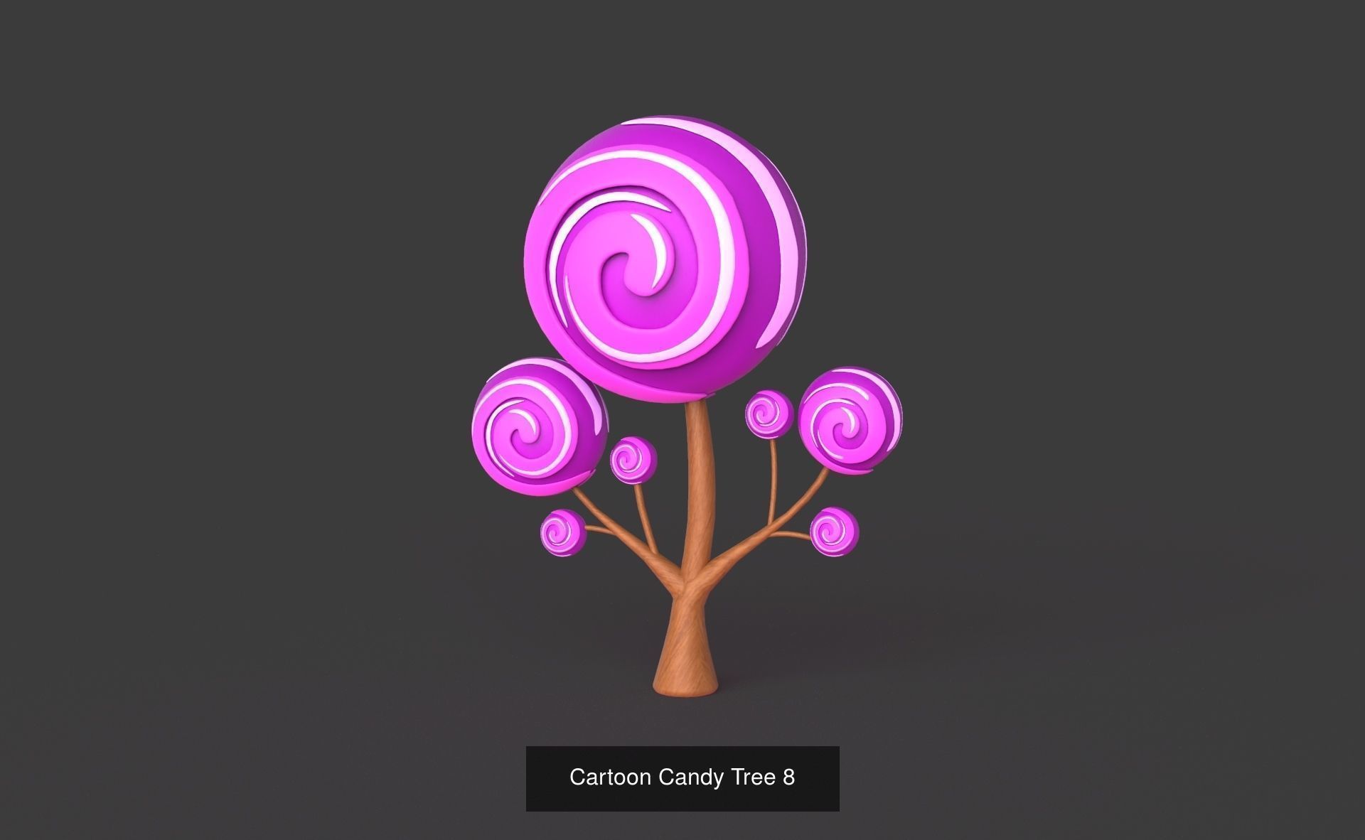 Cartoon Candy Tree Pack 01 3D Model Collection_9