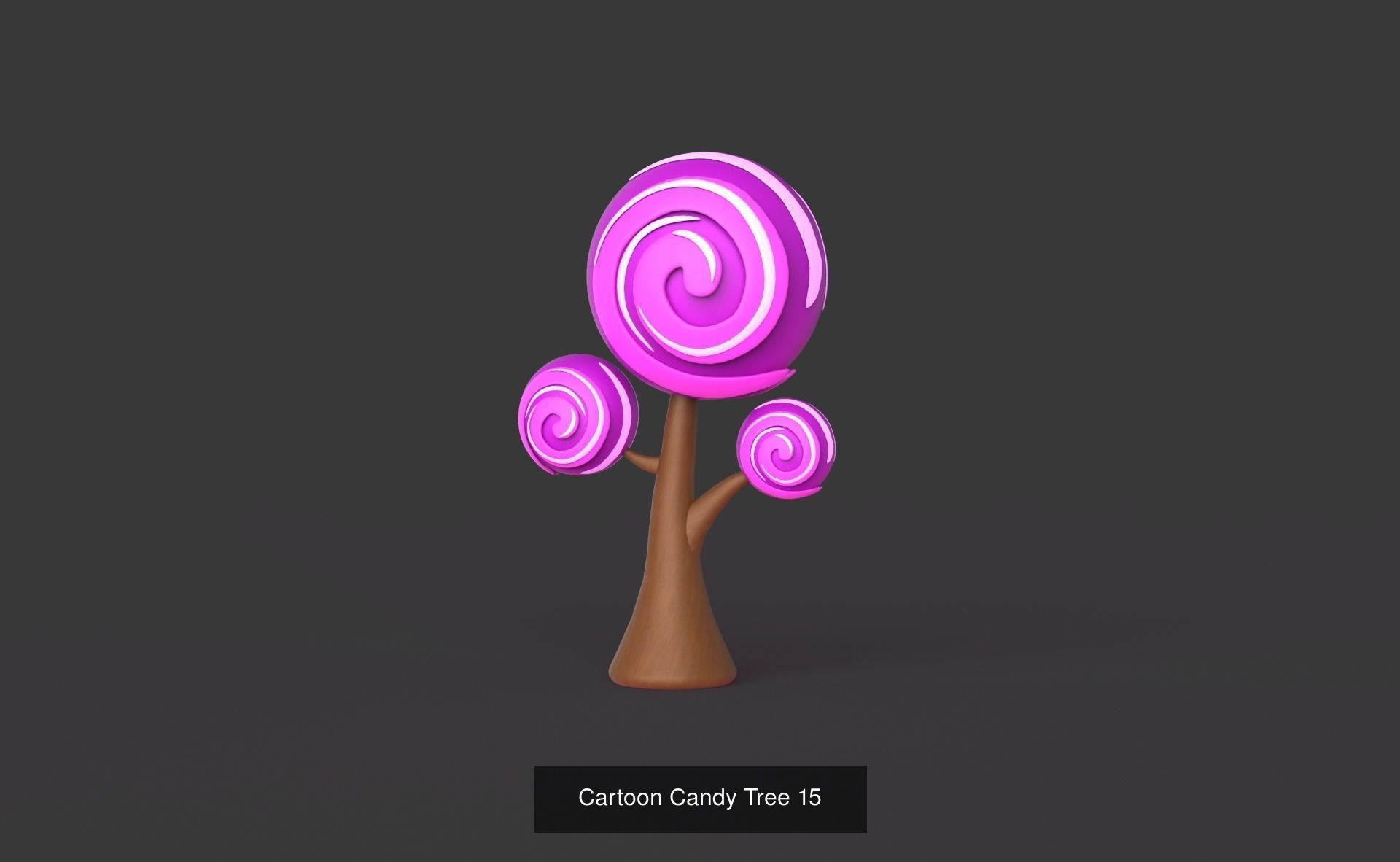 Cartoon Candy Tree Pack 01 3D Model Collection_16