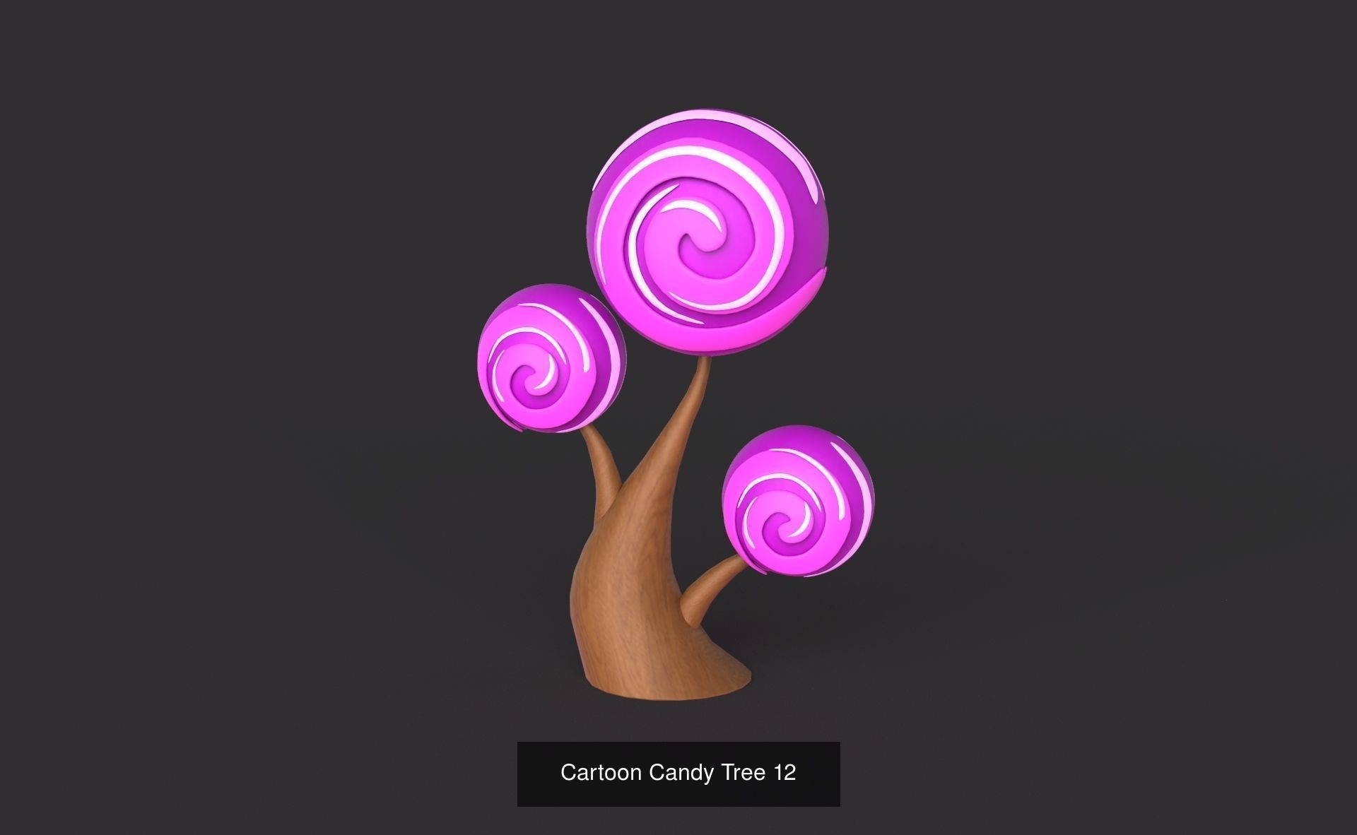 Cartoon Candy Tree Pack 01 3D Model Collection_13