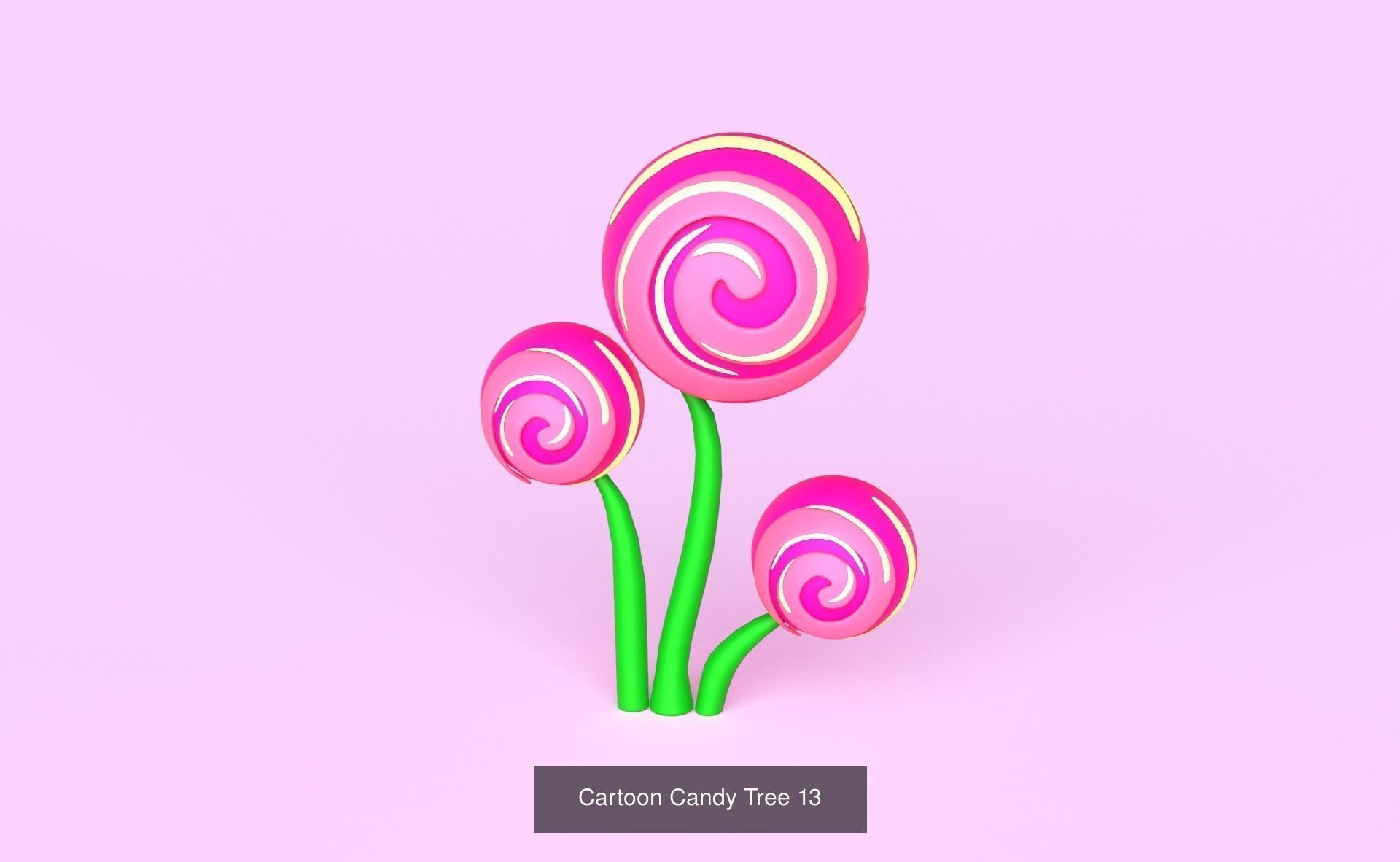 Cartoon Candy Tree Pack 01 3D Model Collection_14