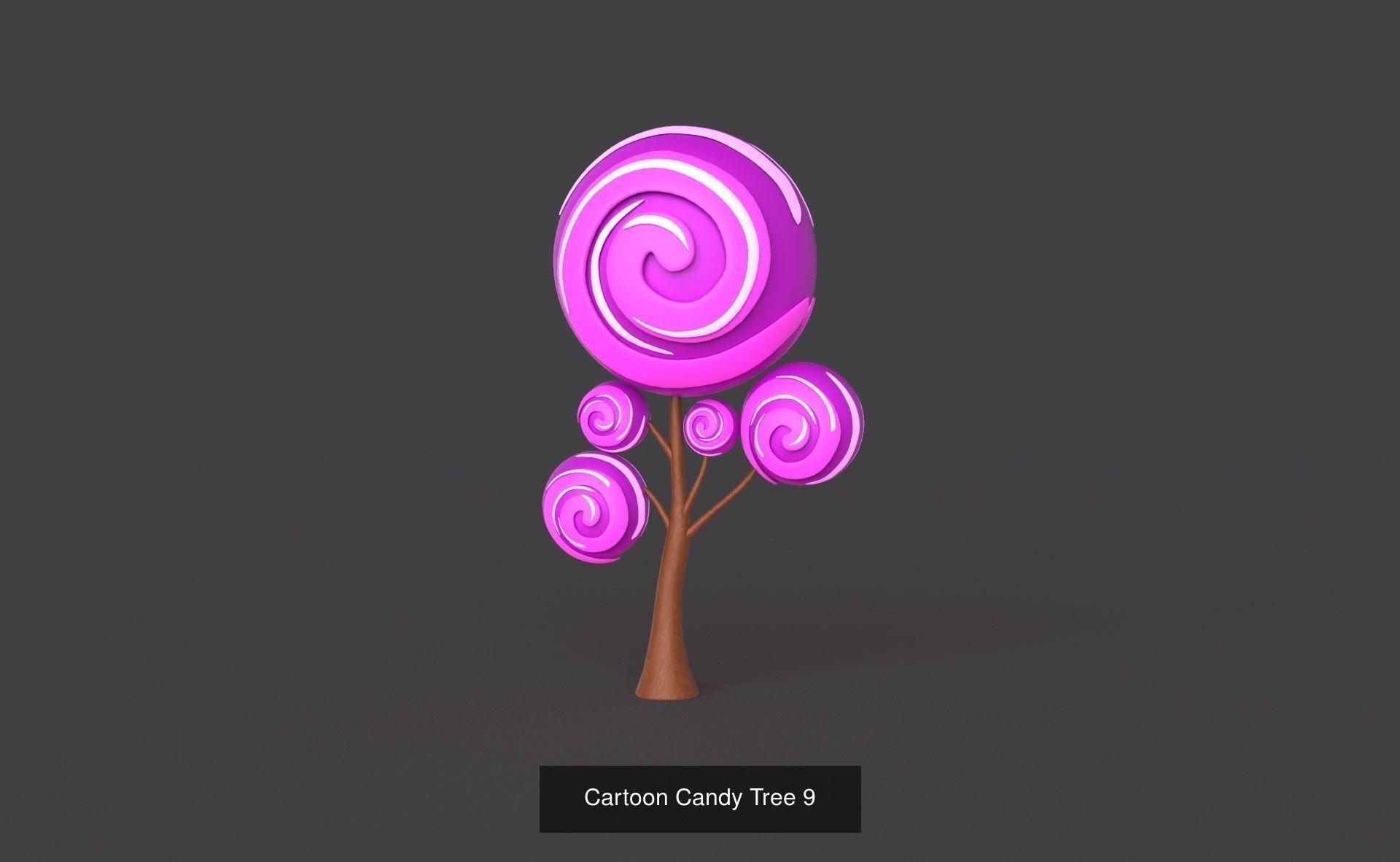 Cartoon Candy Tree Pack 01 3D Model Collection_10