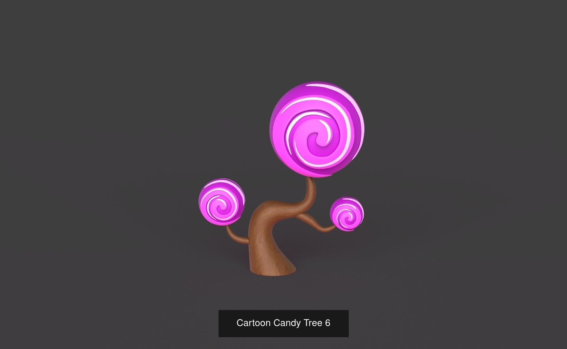 Cartoon Candy Tree Pack 01 3D Model Collection_7