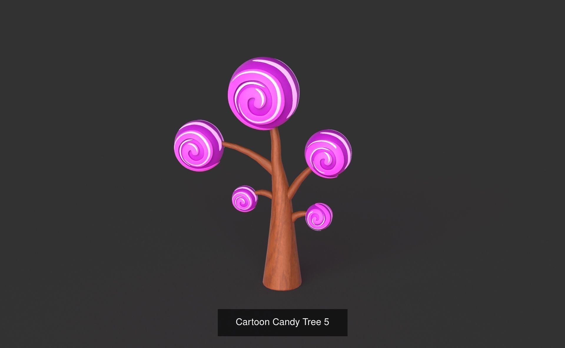 Cartoon Candy Tree Pack 01 3D Model Collection_6
