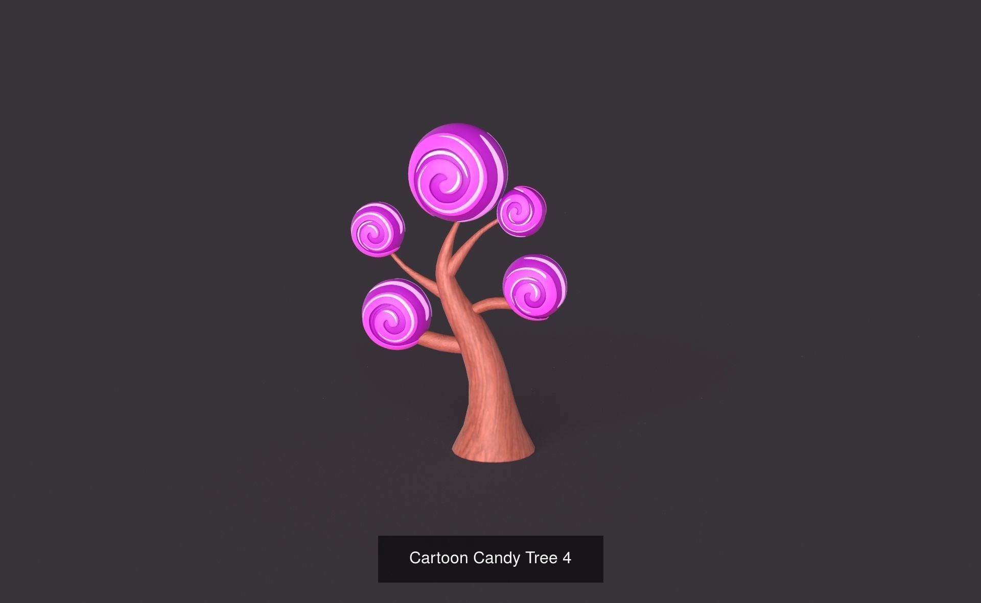 Cartoon Candy Tree Pack 01 3D Model Collection_5