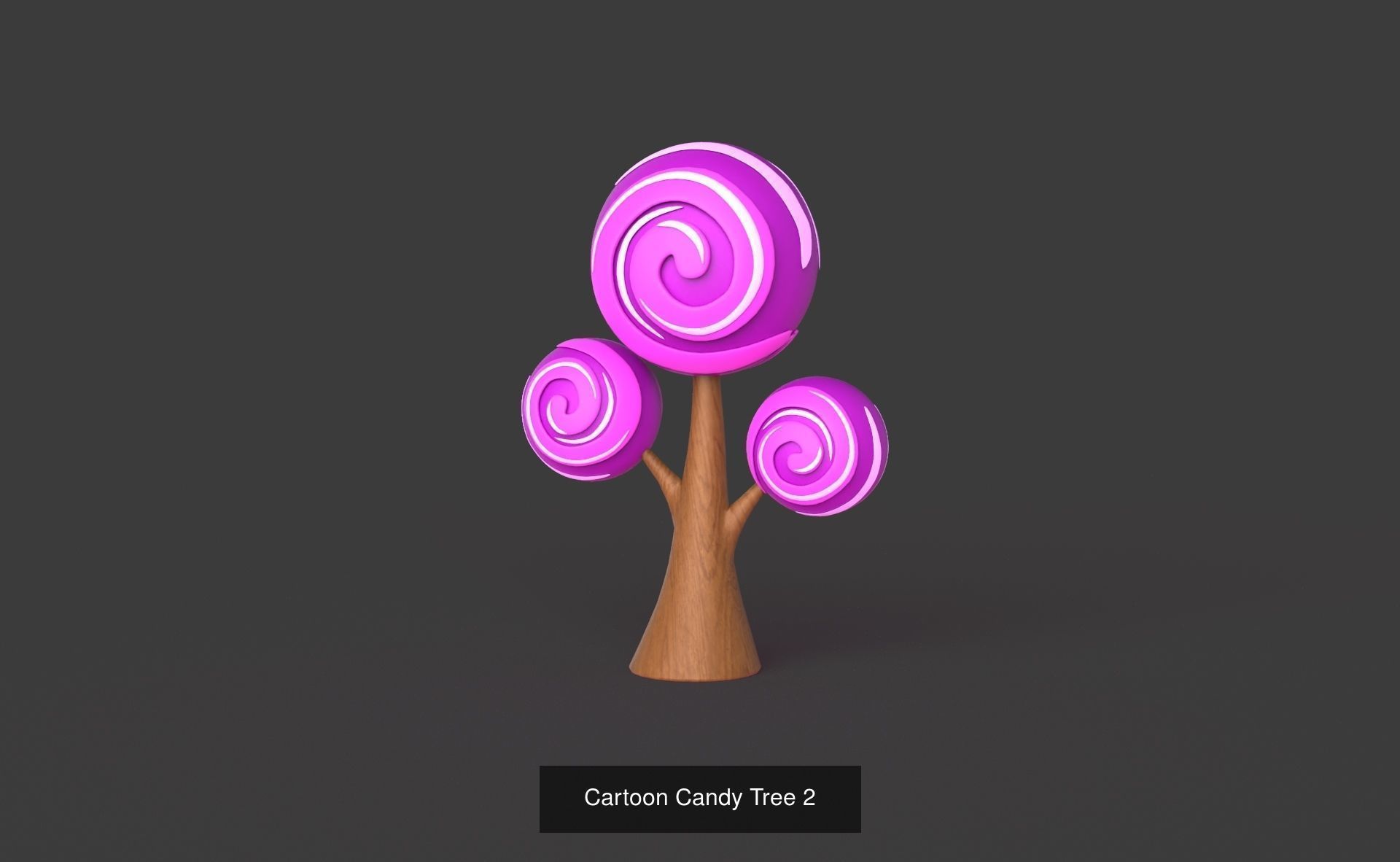 Cartoon Candy Tree Pack 01 3D Model Collection_3