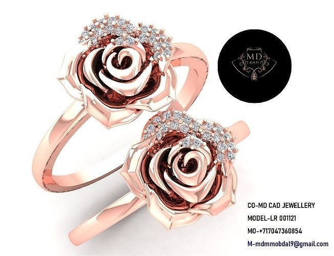 Light weight Rose Ladies Ring 3D print model
