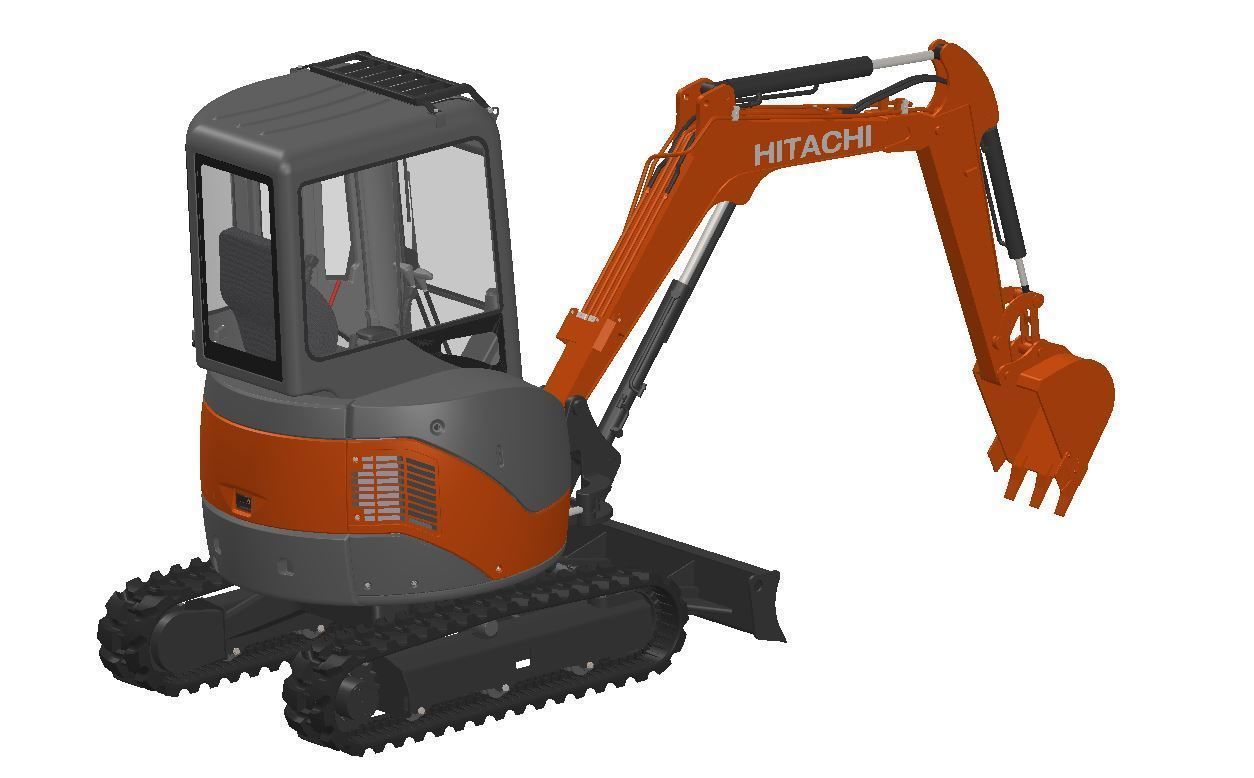 Mini excavator Hitachi Zaxis ZX27U-2 - Simple package version 3D model_6