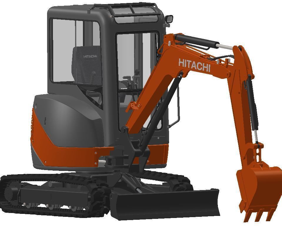 Mini excavator Hitachi Zaxis ZX27U-2 - Simple package version 3D model_22