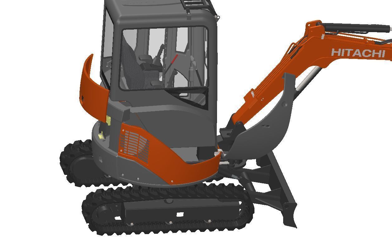 Mini excavator Hitachi Zaxis ZX27U-2 - Simple package version 3D model_16