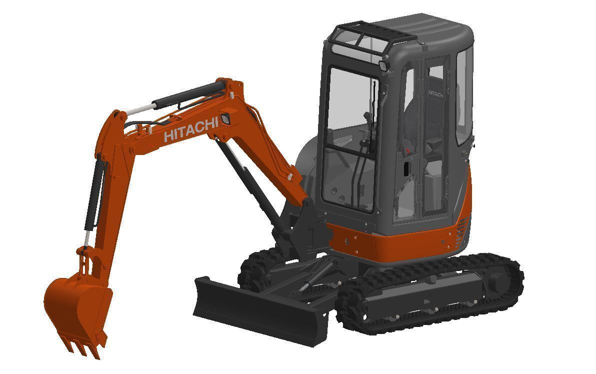 Mini excavator Hitachi Zaxis ZX27U-2 - Simple package version 3D model_3