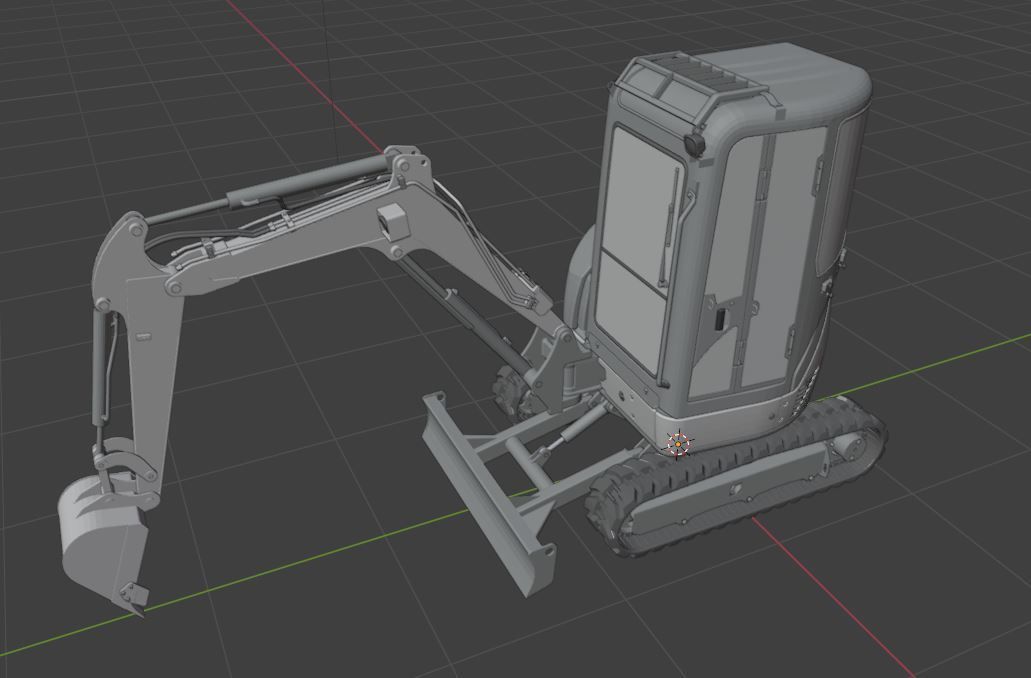 Mini excavator Hitachi Zaxis ZX27U-2 - Simple package version 3D model_25