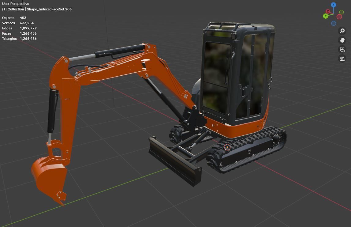 Mini excavator Hitachi Zaxis ZX27U-2 - Simple package version 3D model_28
