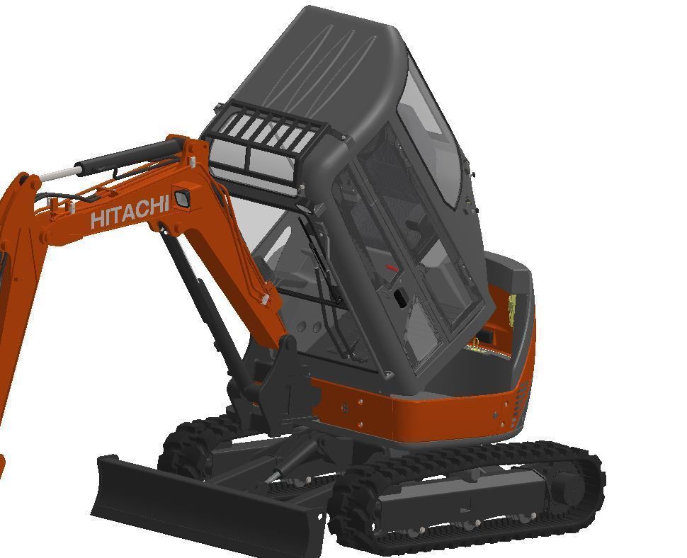 Mini excavator Hitachi Zaxis ZX27U-2 - Simple package version 3D model_18