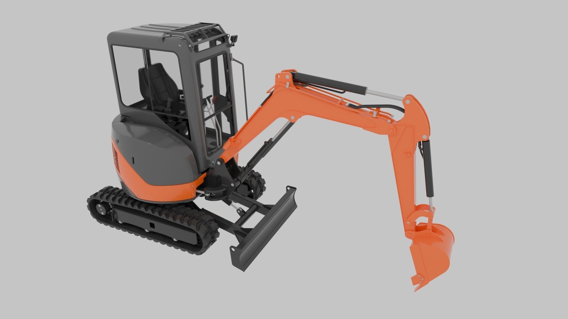 Mini excavator Hitachi Zaxis ZX27U-2 - Simple package version 3D model_2