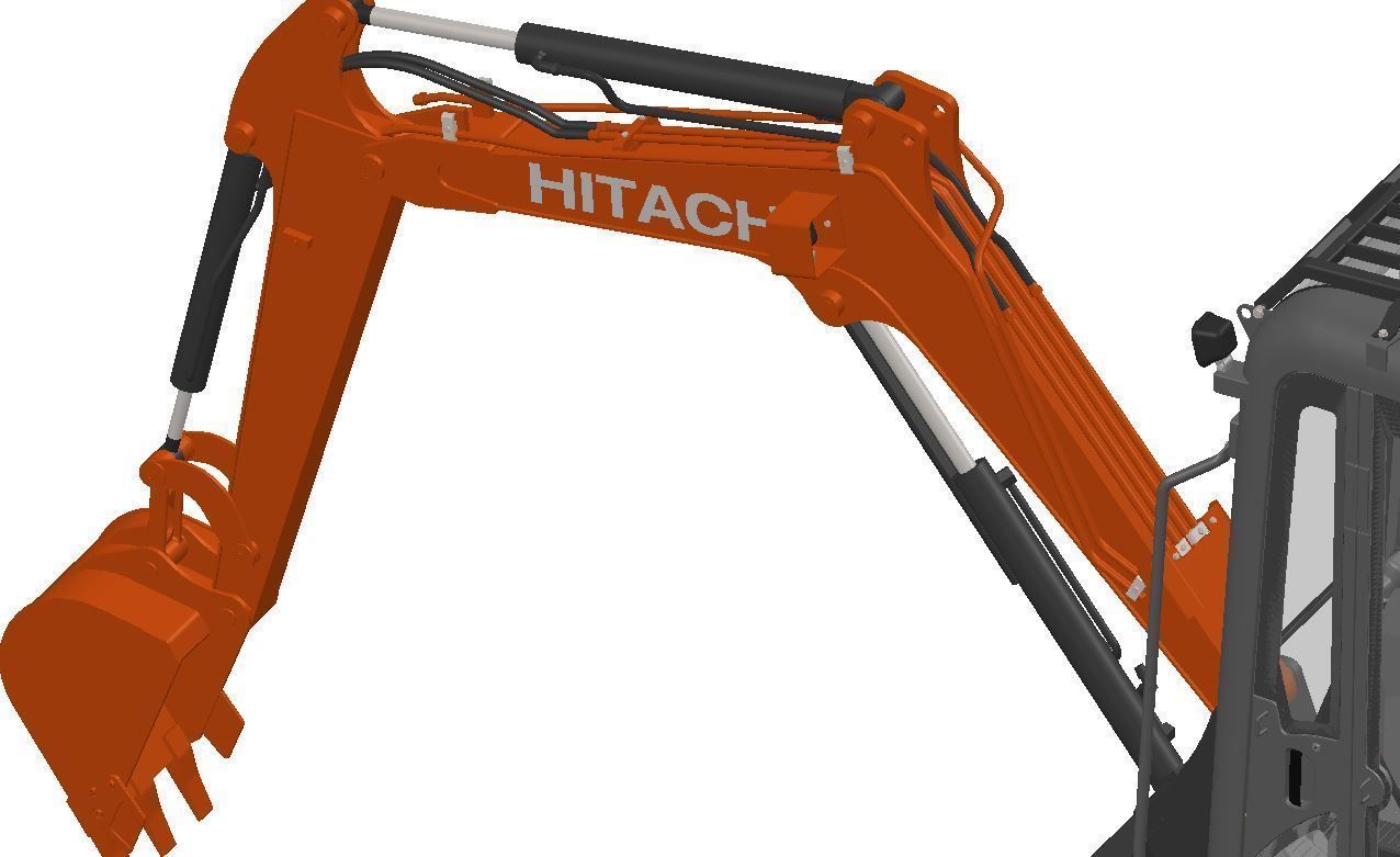 Mini excavator Hitachi Zaxis ZX27U-2 - Simple package version 3D model_9