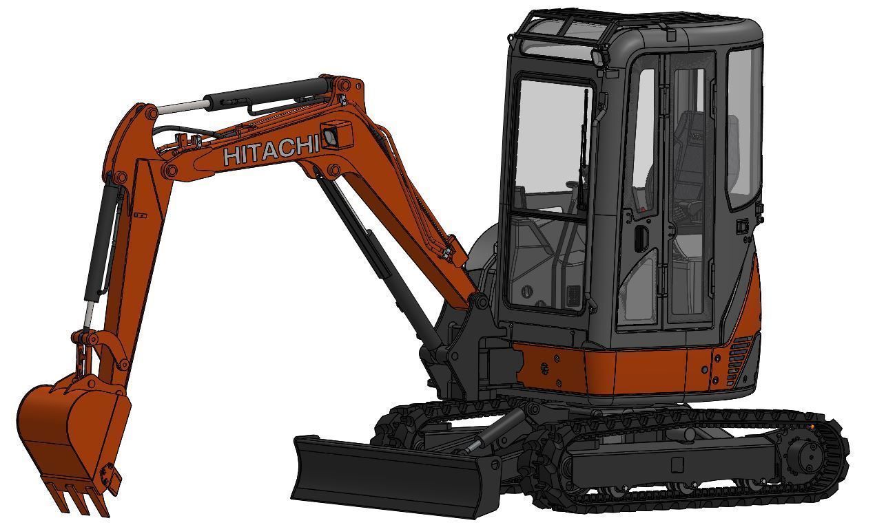 Mini excavator Hitachi Zaxis ZX27U-2 - Simple package version 3D model_23