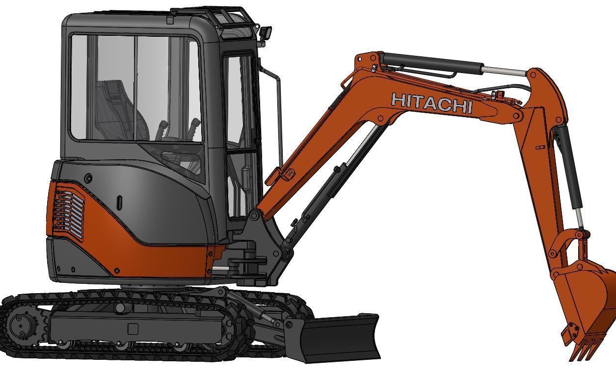 Mini excavator Hitachi Zaxis ZX27U-2 - Simple package version 3D model_24