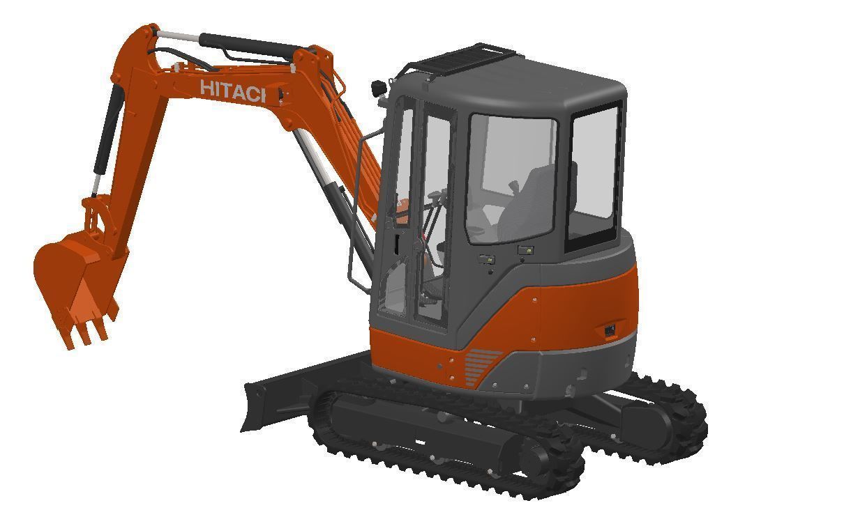 Mini excavator Hitachi Zaxis ZX27U-2 - Simple package version 3D model_5