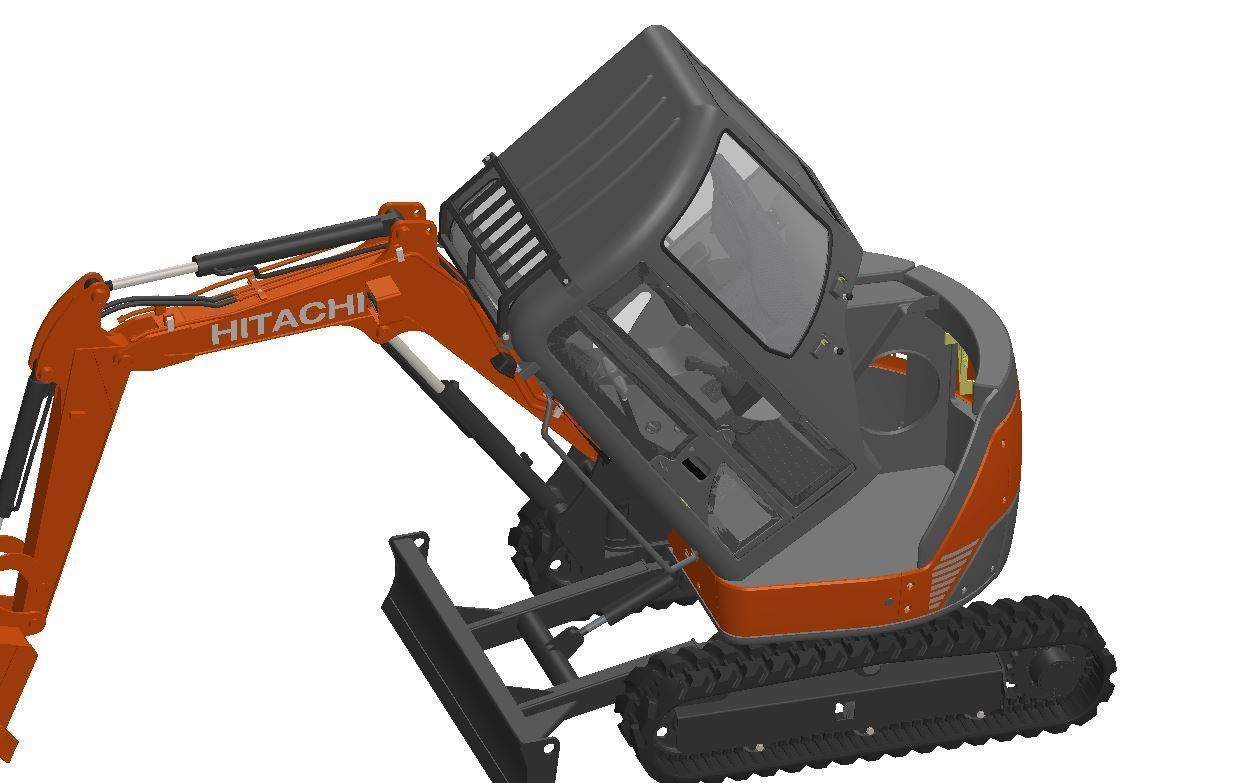 Mini excavator Hitachi Zaxis ZX27U-2 - Simple package version 3D model_19