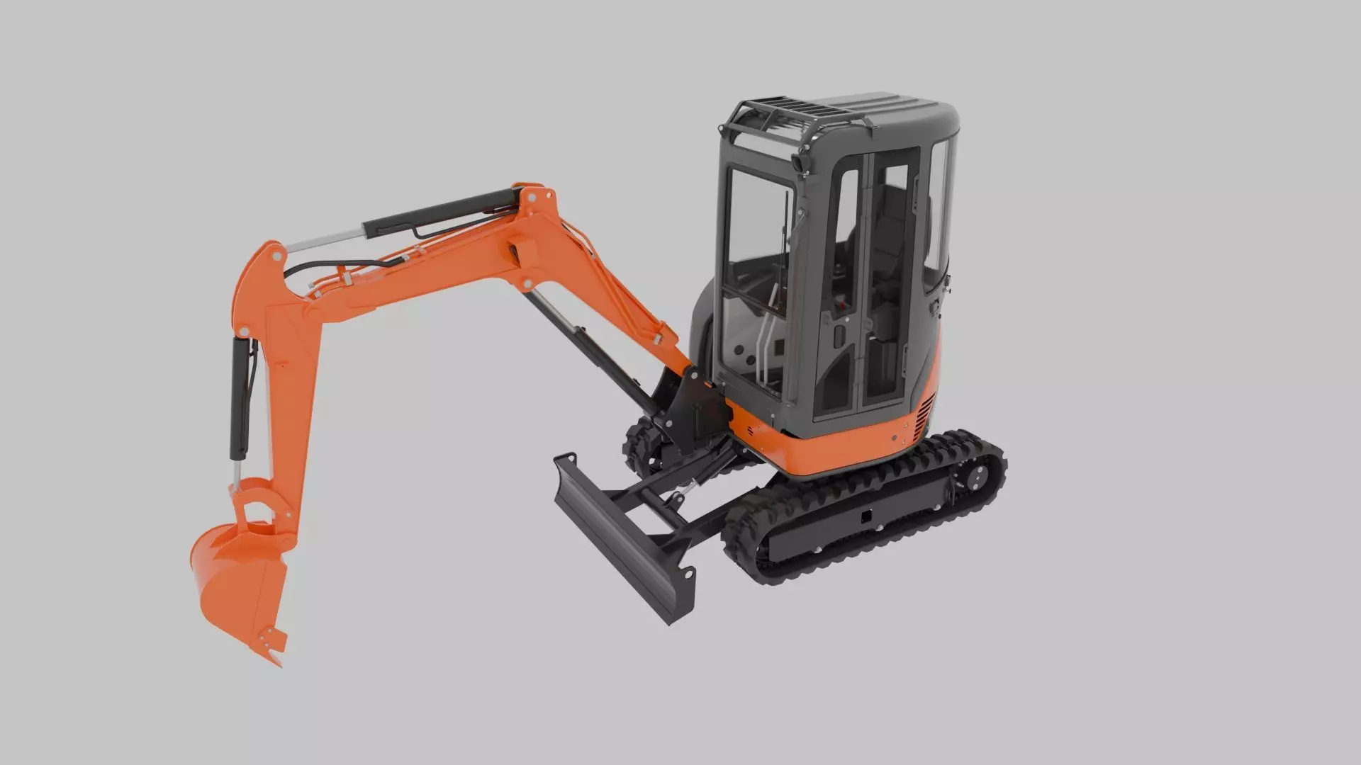 Mini excavator Hitachi Zaxis ZX27U-2 - Simple package version 3D model_0