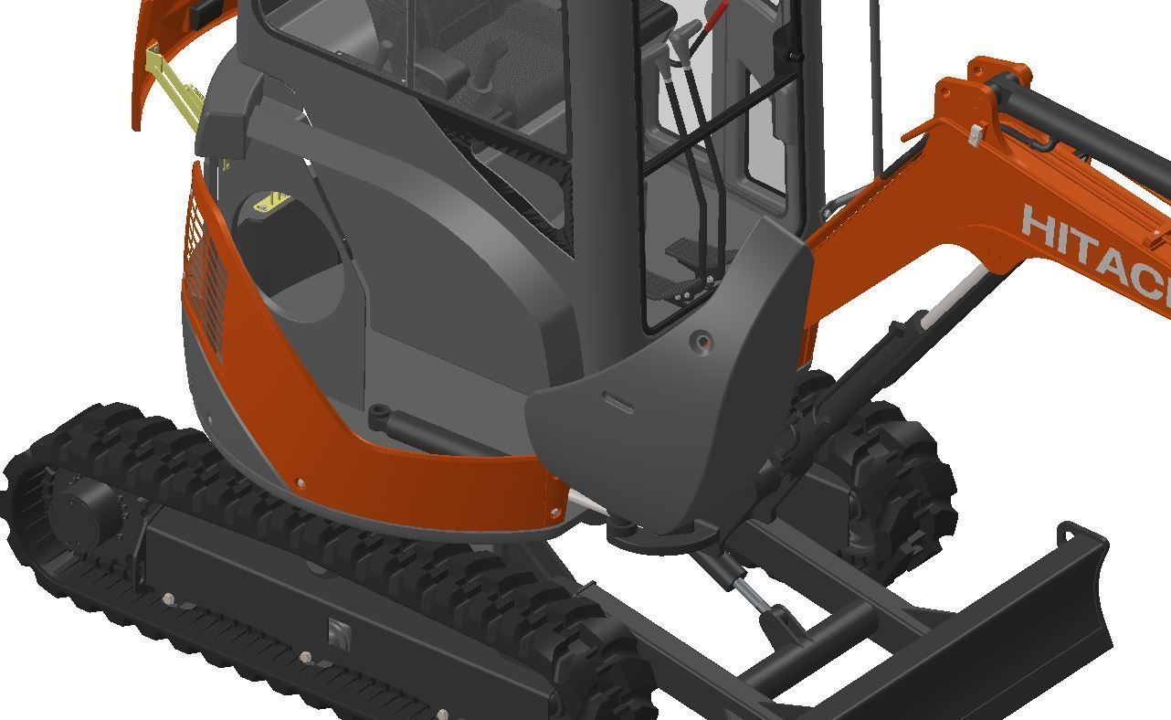 Mini excavator Hitachi Zaxis ZX27U-2 - Simple package version 3D model_17
