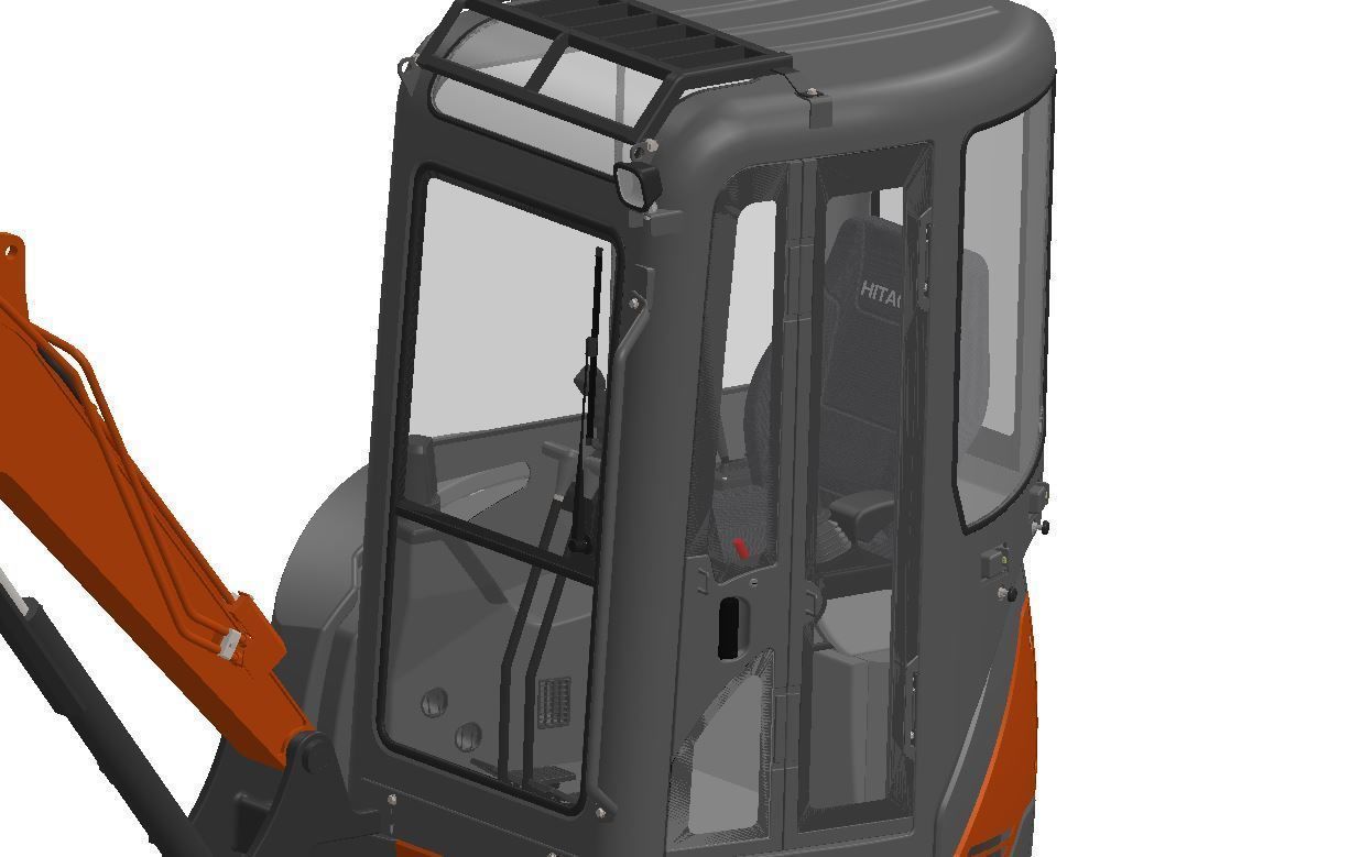 Mini excavator Hitachi Zaxis ZX27U-2 - Simple package version 3D model_10