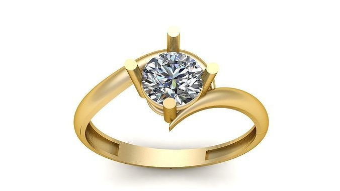Stylish Solitaire Diamond Ring 3d Printable Model 3D print model