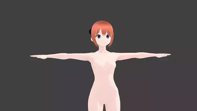 T pose rigged model - Kagura anime girl 3D model