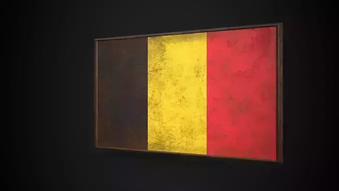 Old Picture Frame With Belgium Flag - Game Ready