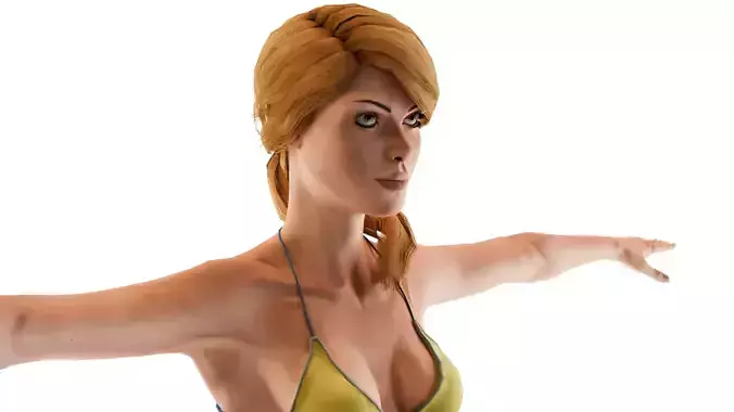 Sunny Siren  Blonde Beach Bikini Woman with HighQuality Textures Low-poly 3D model